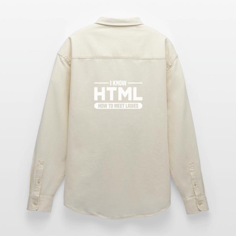 HTML Humor Code Programmierer Spruch Relaxed Fit Unisex Organic Hemd von Stanley/Stella