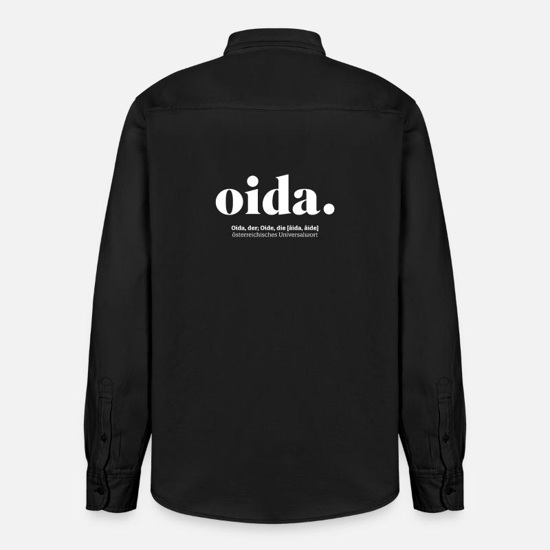 Oida Design Geschenkidee - Relaxed Fit Unisex Organic Hemd von Stanley/Stella - washed Black