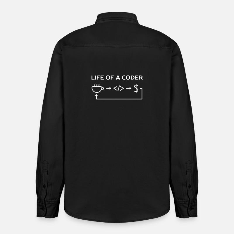 Programmierer-Leben eines Codier-Hemdes - Relaxed Fit Unisex Organic Hemd von Stanley/Stella - washed Black