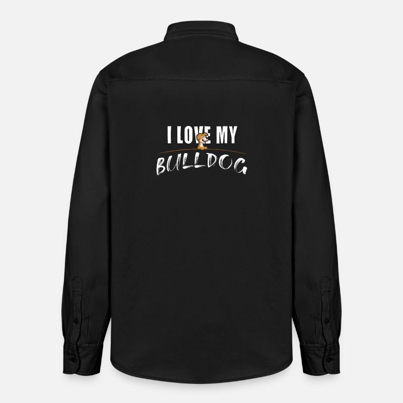 J’adore mon bouledogue - Chemise unisexe coupe décontractée bio Stanley/Stella - noir délavé