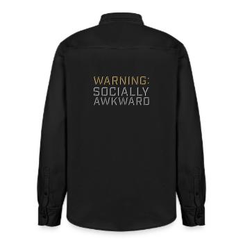 Warning Socially Awkward Funny Social Clumsy - Relaxed Fit Unisex Organic Shirt by Stanley/Stella - washed black - Back - AI Model Male 178 light (178cm)