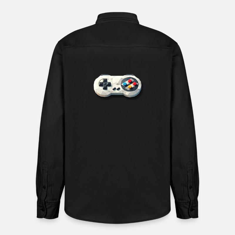 Retro Controller 16 Bit Gaming Nostalgie - Relaxed Fit Unisex Organic Hemd von Stanley/Stella - washed Black