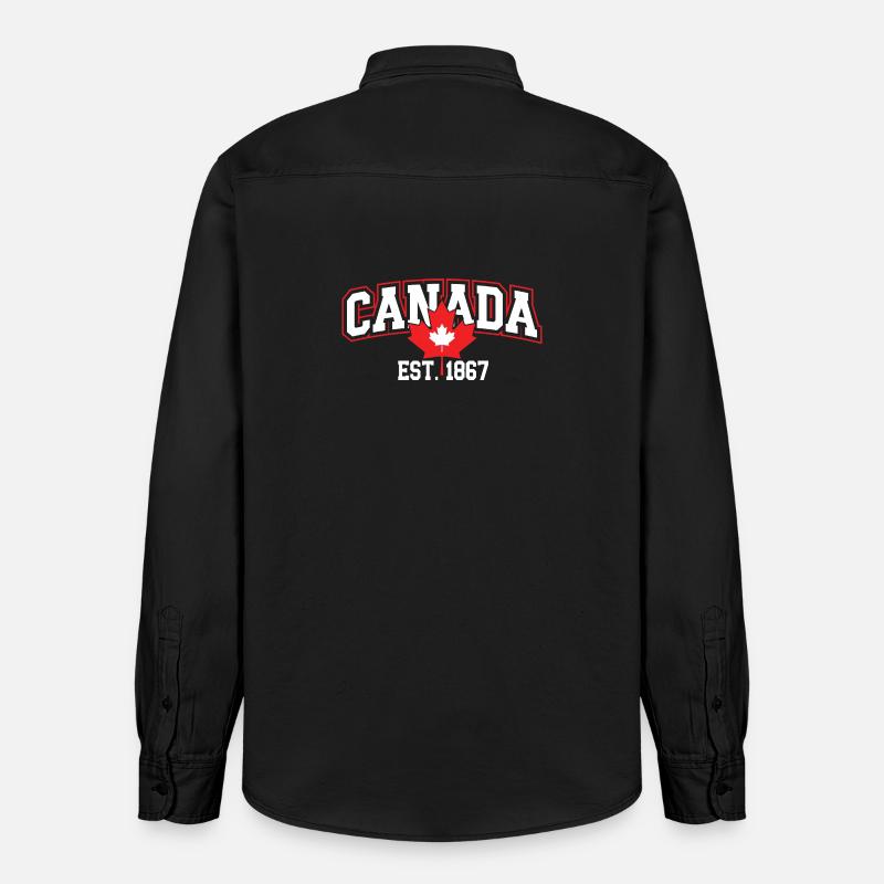 Canada Patriotic Maple Leaf Design - Chemise unisexe coupe décontractée bio Stanley/Stella - noir délavé