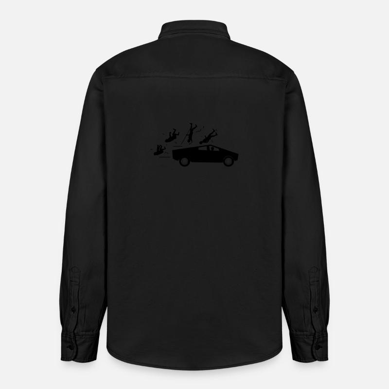 Evolution Unfall Tesla Cybertruck von Musk - Relaxed Fit Unisex Organic Hemd von Stanley/Stella - washed Black