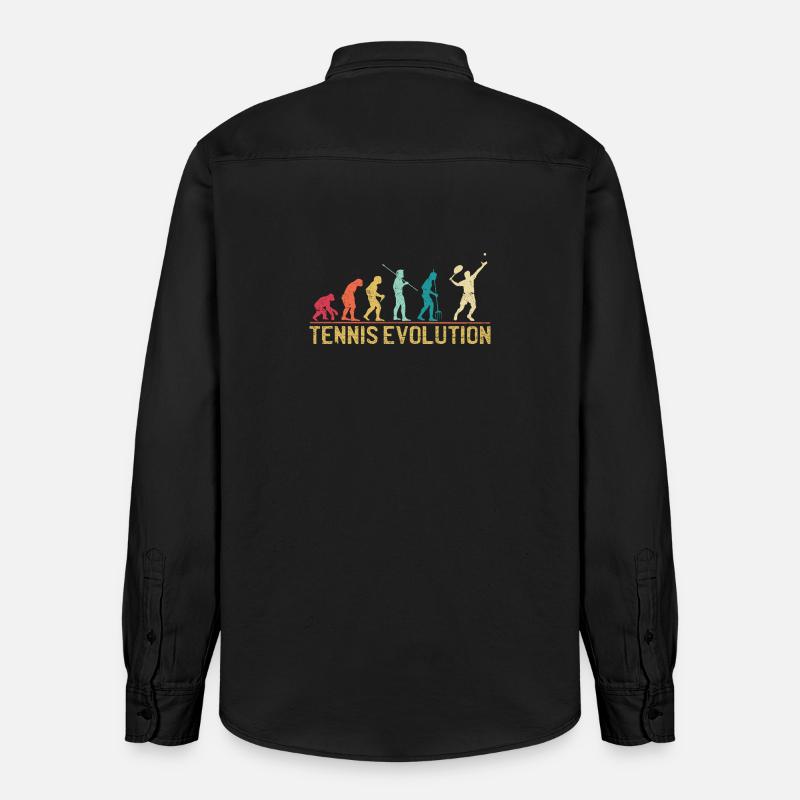 Tennis Evolution Evolution Conception graphique - Chemise unisexe coupe décontractée bio Stanley/Stella - noir délavé