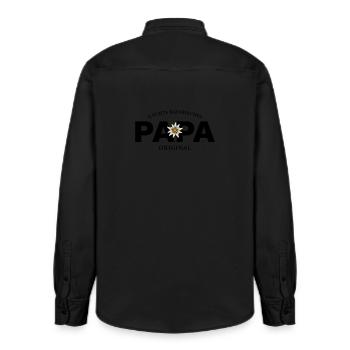 Bayerisches Original - Papa - Relaxed Fit Unisex Organic Hemd von Stanley/Stella - washed Black - Hinten - AI Model Male 178 light (178cm)