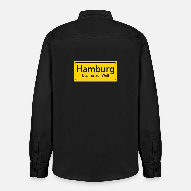 Hamburger Ortsschild Deutschland - Relaxed Fit Unisex Organic Hemd von Stanley/Stella - washed Black