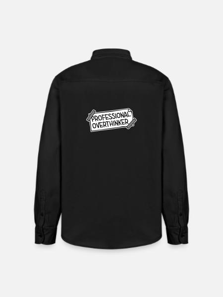 Professional Overthinker Funny Brooding Anxiety Logo - Relaxed Fit Unisex Organic Shirt by Stanley/Stella - washed black