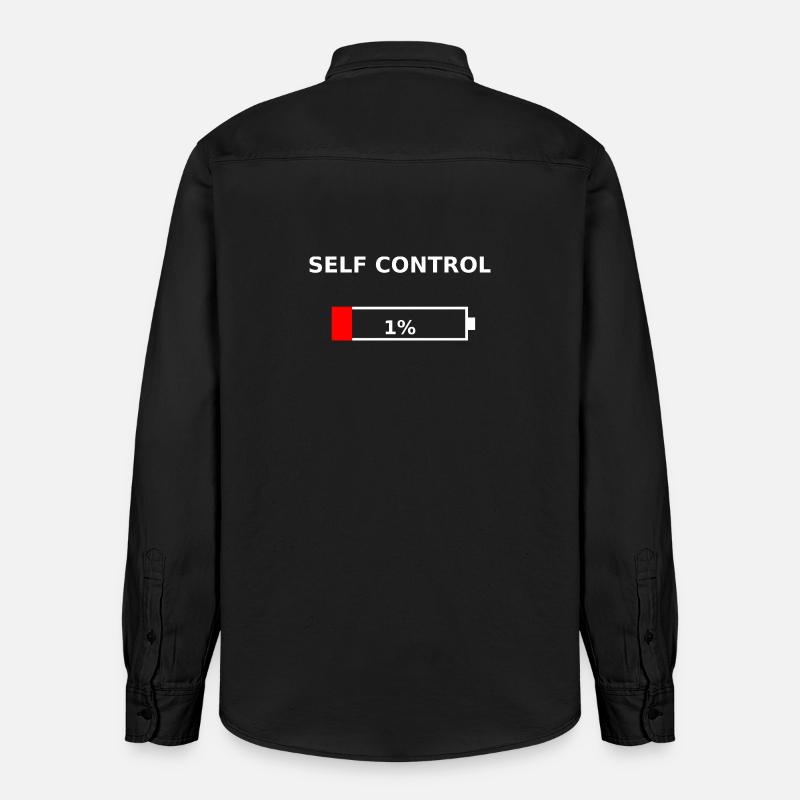 SELF CONTROL - 1 % Batterie faible - Chemise unisexe coupe décontractée bio Stanley/Stella - noir délavé