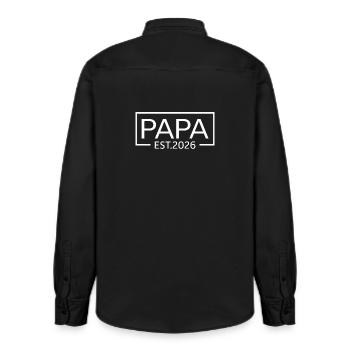 Dad est. 2026 Dad 2026 First time Dad 2026 - Relaxed Fit Unisex Organic Shirt by Stanley/Stella - washed black - Back - AI Model Male 178 light (178cm)