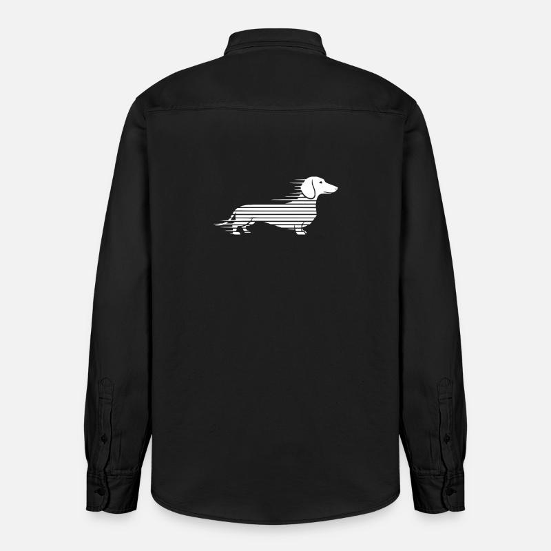 Teckel rayé en course - Chemise unisexe coupe décontractée bio Stanley/Stella - noir délavé