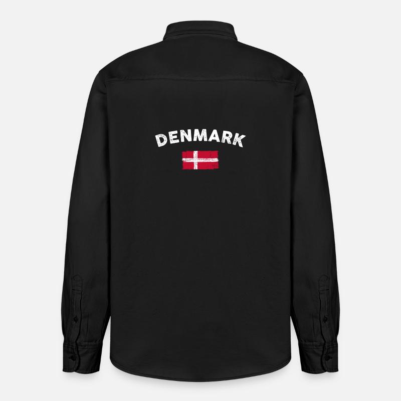 Emblème du drapeau du Danemark - Chemise unisexe coupe décontractée bio Stanley/Stella - noir délavé