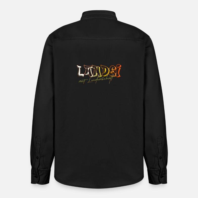 Witziger Spruch Landei mit Leidenschaft - Relaxed Fit Unisex Organic Hemd von Stanley/Stella - washed Black