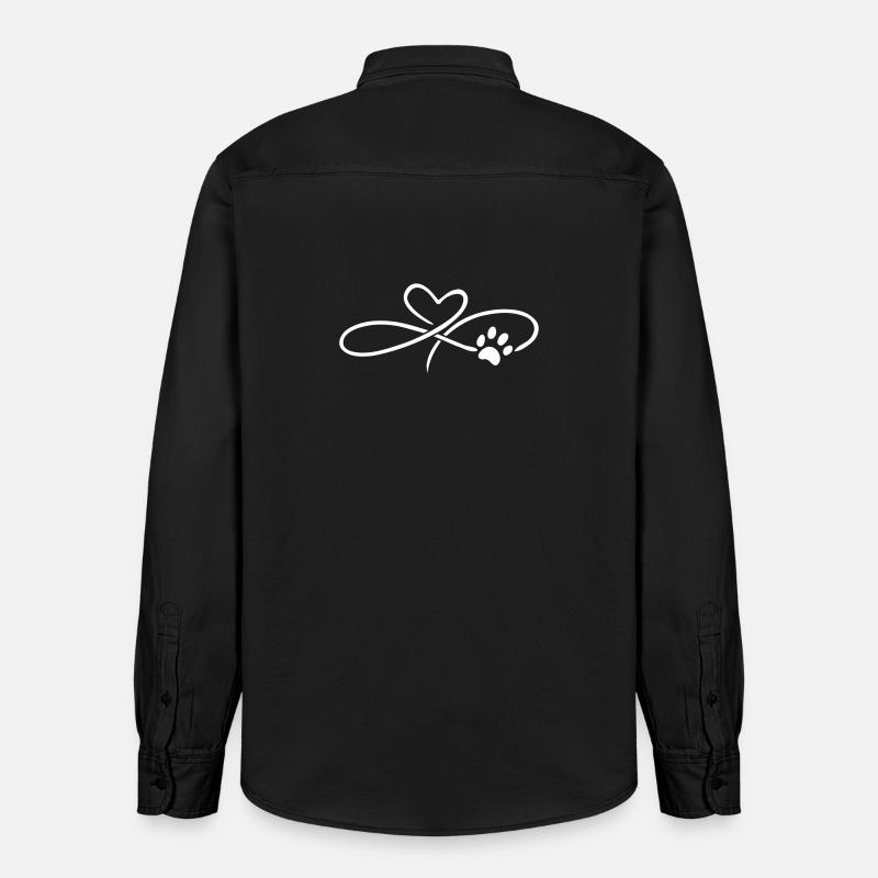 Infinity Herz mit Pfote Hund Katze - Relaxed Fit Unisex Organic Hemd von Stanley/Stella - washed Black