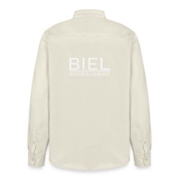 Biel coordinates - Relaxed Fit Unisex Organic Shirt by Stanley/Stella - soft Ecru - Back - AI Model Male 178 light (178cm)