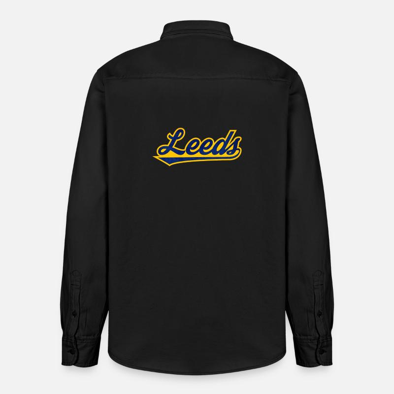 Leeds Script Logo Blau Gelb - Relaxed Fit Unisex Organic Hemd von Stanley/Stella - washed Black