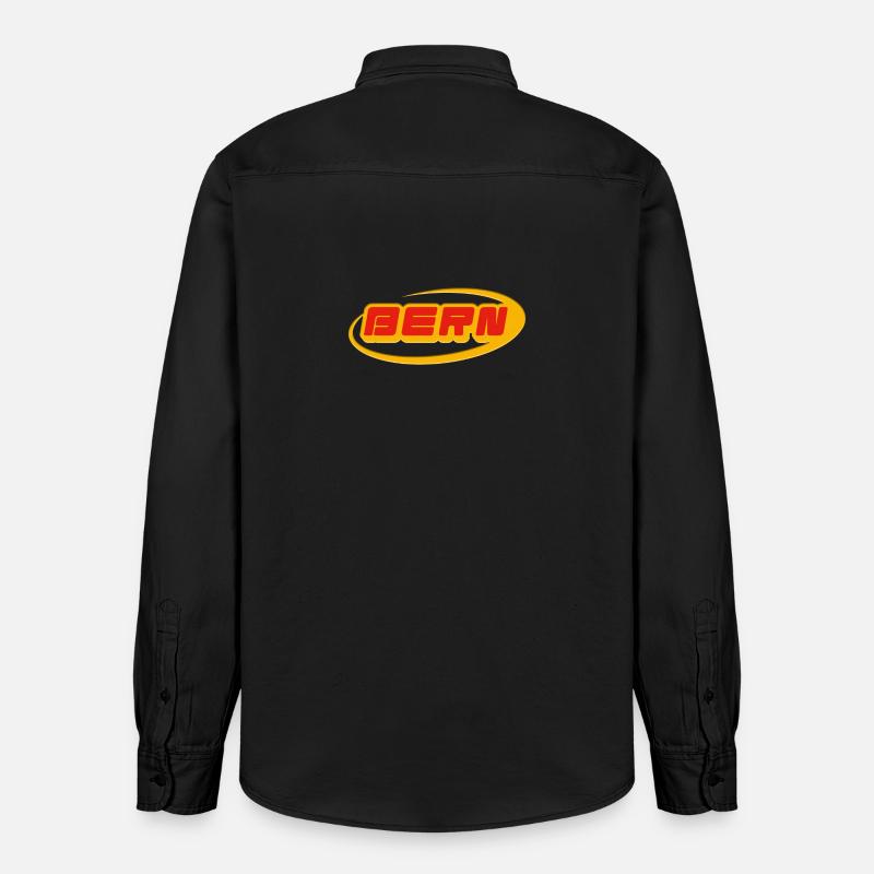 Lettrage de Berne avec courbe jaune - Chemise unisexe coupe décontractée bio Stanley/Stella - noir délavé