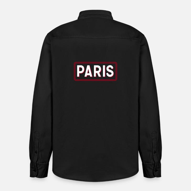 PARIS Retro 3D Weiß-Rot-Typografie - Relaxed Fit Unisex Organic Hemd von Stanley/Stella - washed Black