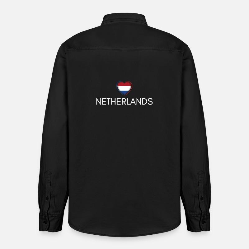 Cœur avec drapeau des Pays-Bas - Chemise unisexe coupe décontractée bio Stanley/Stella - noir délavé