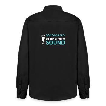 Sonography Seeing Sound Ultrasonographer - Relaxed Fit Unisex Organic Shirt by Stanley/Stella - washed black - Back - AI Model Male 178 light (178cm)
