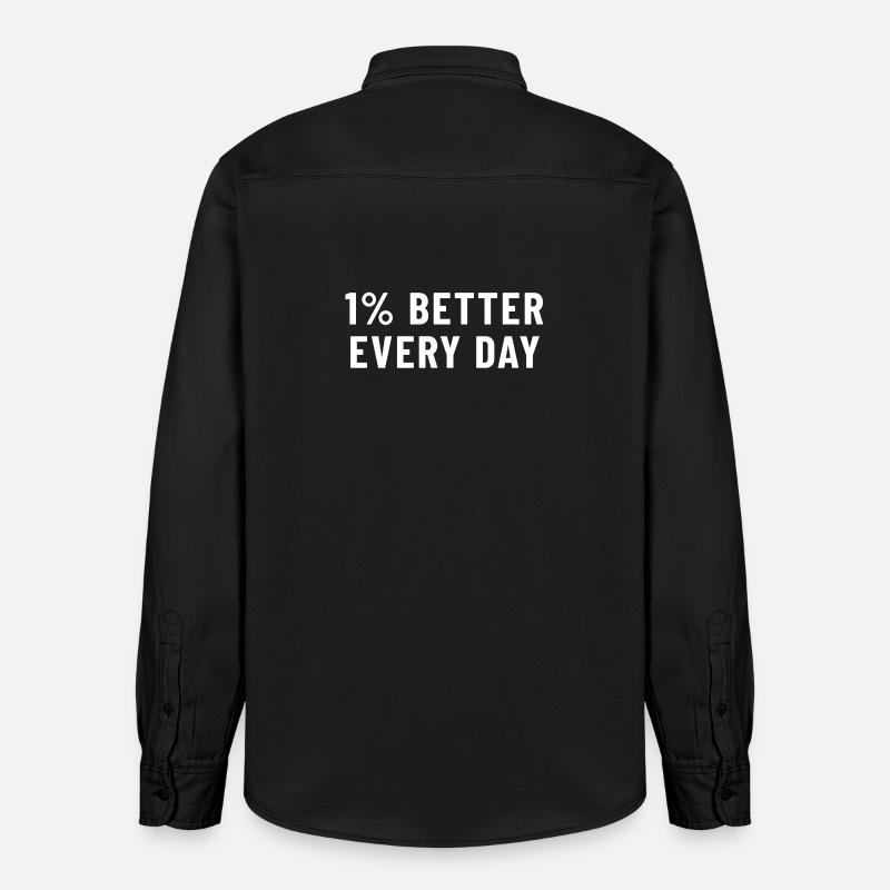 1 % mieux chaque jour - Chemise unisexe coupe décontractée bio Stanley/Stella - noir délavé