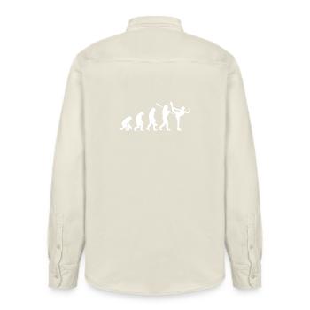 Evolution of Man Figure Skating Icey Skater Girl - Relaxed Fit Unisex Organic Shirt by Stanley/Stella - soft Ecru - Back - AI Model Male 178 light (178cm)
