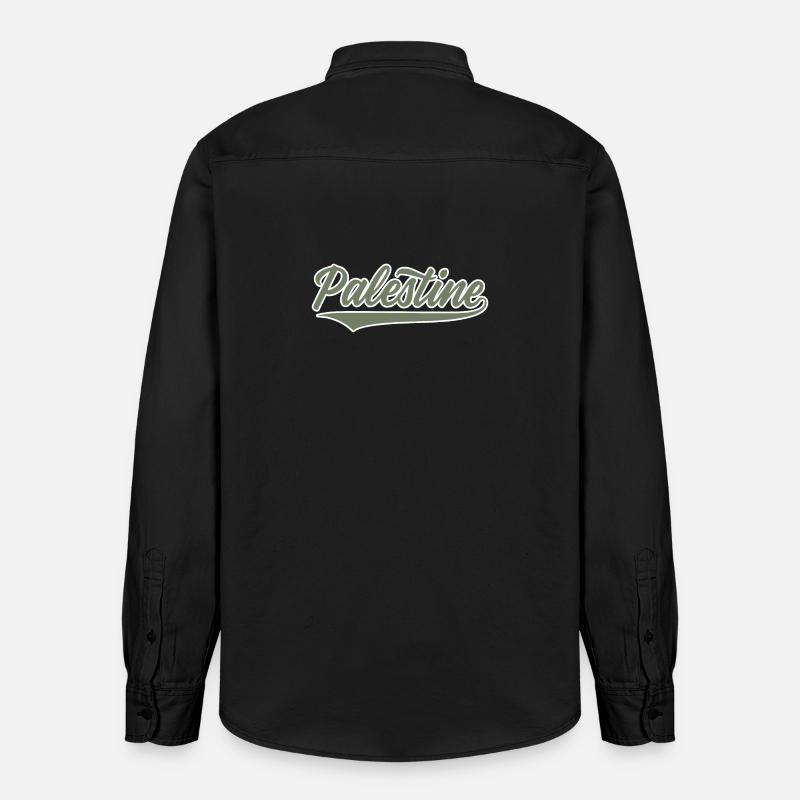Palestine style baseball vert olive-blanc - Chemise unisexe coupe décontractée bio Stanley/Stella - noir délavé