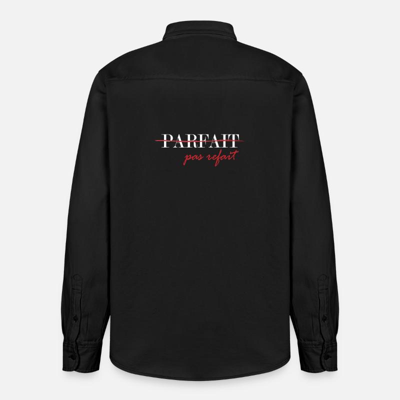 Parfait, pas refait (blanc) - Chemise unisexe coupe décontractée bio Stanley/Stella - noir délavé