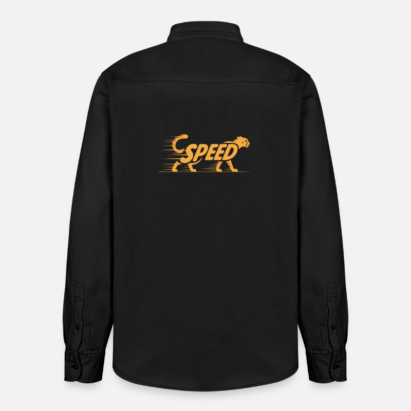 Cheetah Speed - Logo de chat cool - Chemise unisexe coupe décontractée bio Stanley/Stella - noir délavé