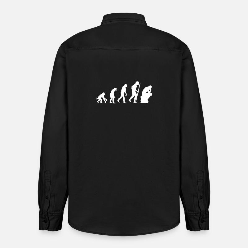 Évolution du penseur philosophie philosophe drôle - Chemise unisexe coupe décontractée bio Stanley/Stella - noir délavé
