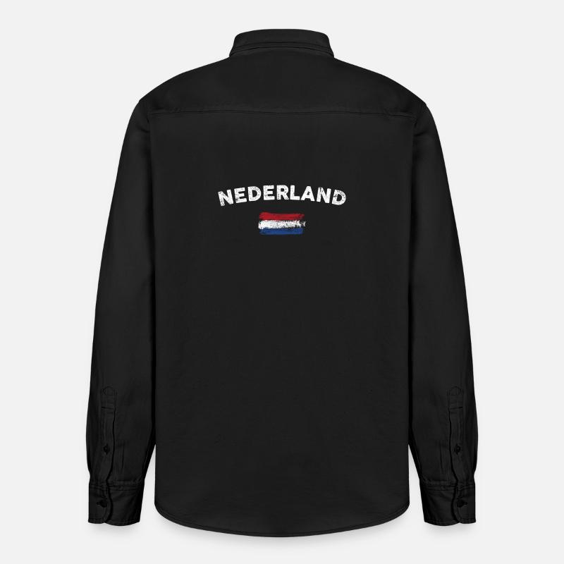 Drapeau des Pays-Bas Coup de pinceau - Chemise unisexe coupe décontractée bio Stanley/Stella - noir délavé