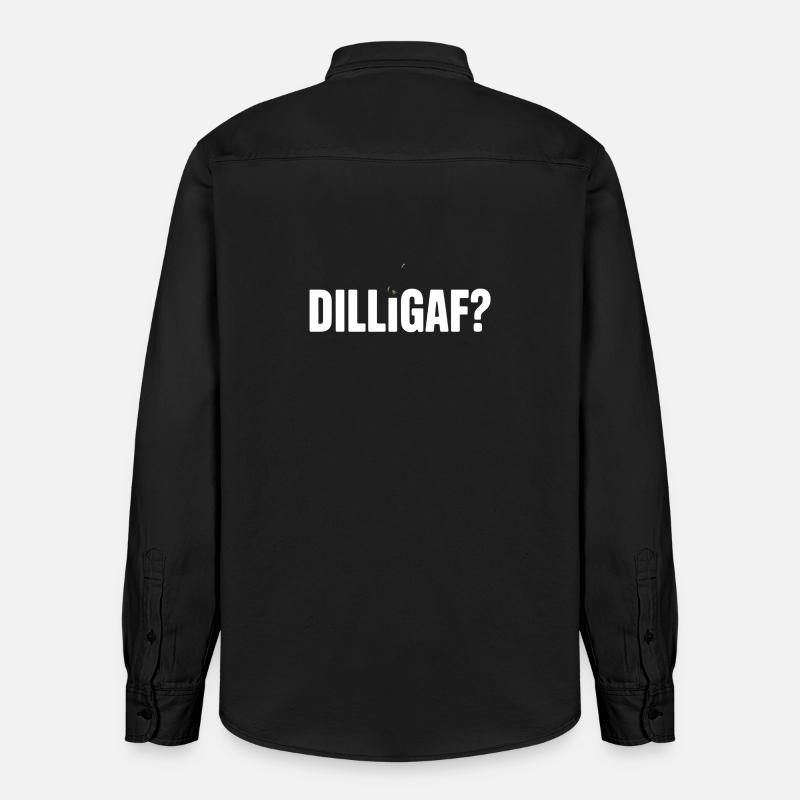 DILLIGAF Humor Spruch Sarkasmus Statement - Relaxed Fit Unisex Organic Hemd von Stanley/Stella - washed Black