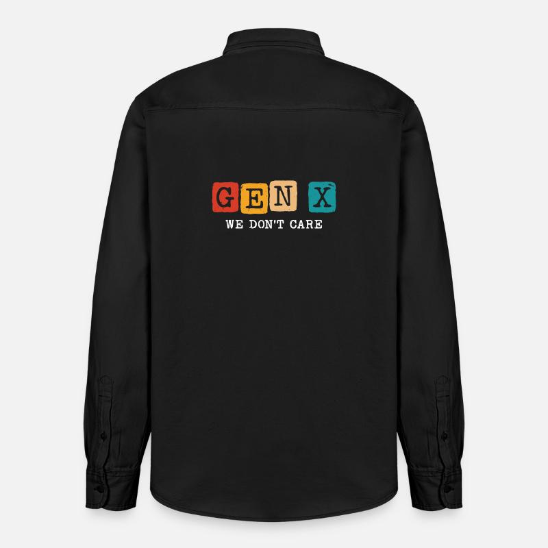 Génération X, on s’en fiche - Chemise unisexe coupe décontractée bio Stanley/Stella - noir délavé