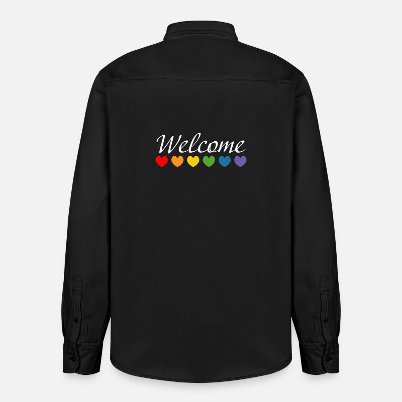 Regenbogenherzchen Welcome weiss - Relaxed Fit Unisex Organic Hemd von Stanley/Stella - washed Black