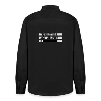Le pire dans la censure, c’est l’ironie amusante - Chemise unisexe coupe décontractée bio Stanley/Stella - noir délavé - Dos - AI Model Male 178 light (178cm)
