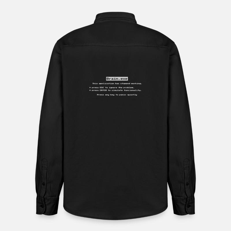 Brain.exe – Funny Computer Error Shirt - Relaxed Fit Unisex Organic Shirt by Stanley/Stella - washed black