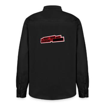 Le pire dans la censure, c’est l’ironie amusante - Chemise unisexe coupe décontractée bio Stanley/Stella - noir délavé - Dos - AI Model Male 178 light (178cm)