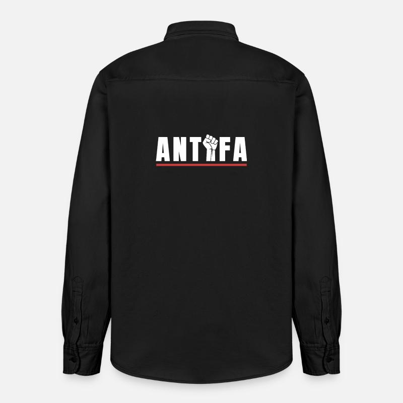 Antifa Protestfaust Antifaschistisches Statement - Relaxed Fit Unisex Organic Hemd von Stanley/Stella - washed Black