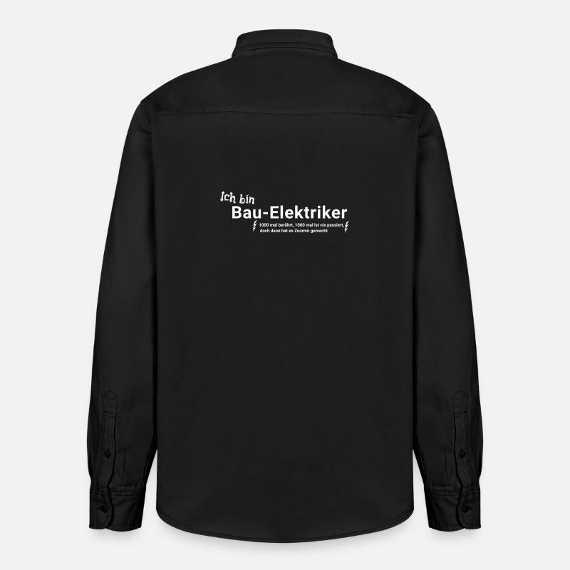 Bau - Elektriker mit Spruch - Relaxed Fit Unisex Organic Hemd von Stanley/Stella - washed Black