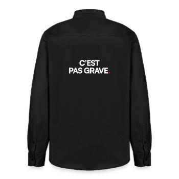 C’est pas grave - Chemise unisexe coupe décontractée bio Stanley/Stella - noir délavé - Dos - AI Model Male 178 light (178cm)
