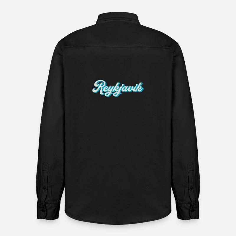 Reykjavik Neon Script - Chemise unisexe coupe décontractée bio Stanley/Stella - noir délavé