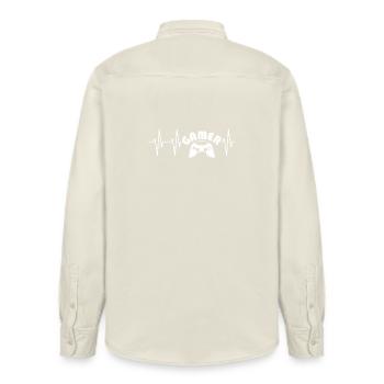 heartbeat controller icon pulse gamer gaming - Relaxed Fit Unisex Organic Shirt by Stanley/Stella - soft Ecru - Back - AI Model Male 178 light (178cm)
