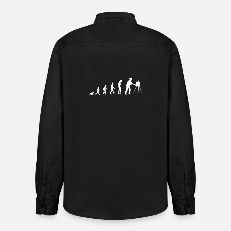 Évolution du bébé au peintre - Chemise unisexe coupe décontractée bio Stanley/Stella - noir délavé