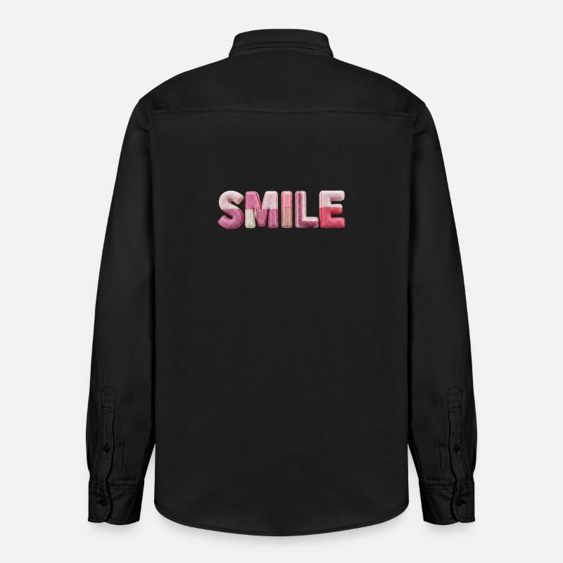Plüsch Smile Schriftzug Patchwork Trend - Relaxed Fit Unisex Organic Hemd von Stanley/Stella - washed Black