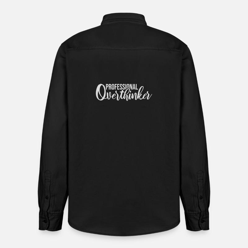 Professional Overthinker Funny Brooding Anxiety Logo - Relaxed Fit Unisex Organic Shirt by Stanley/Stella - washed black