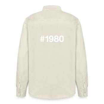 1980 Hashtag 46th Birthday 46 Years - Relaxed Fit Unisex Organic Shirt by Stanley/Stella - soft Ecru - Back - AI Model Male 178 light (178cm)