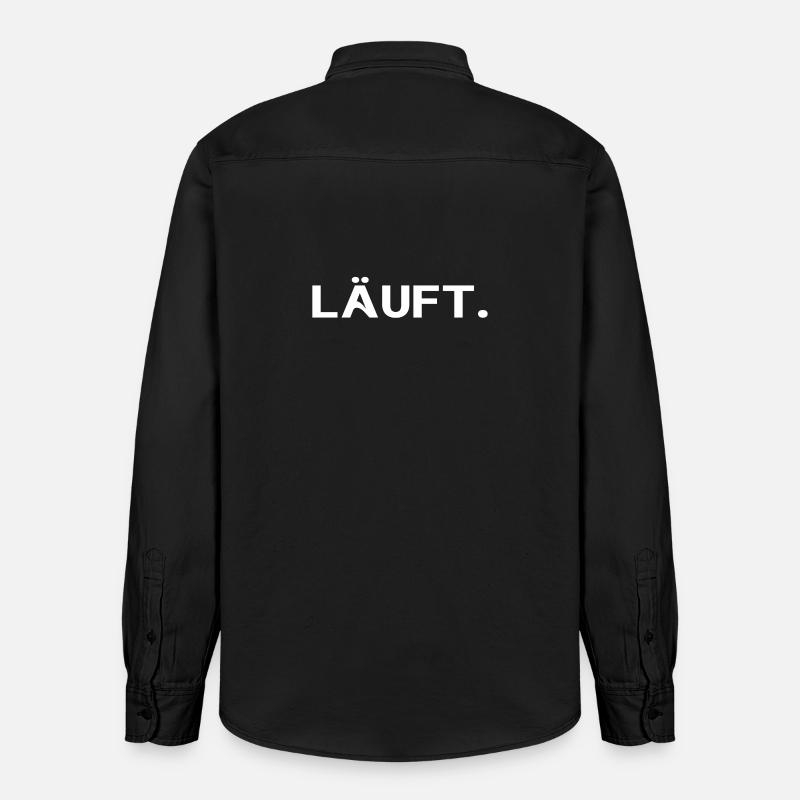 Läuft. Cooles Statement Minimal Trend Design - Relaxed Fit Unisex Organic Hemd von Stanley/Stella - washed Black