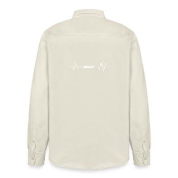 First name Holly - Relaxed Fit Unisex Organic Shirt by Stanley/Stella - soft Ecru - Back - AI Model Male 178 light (178cm)
