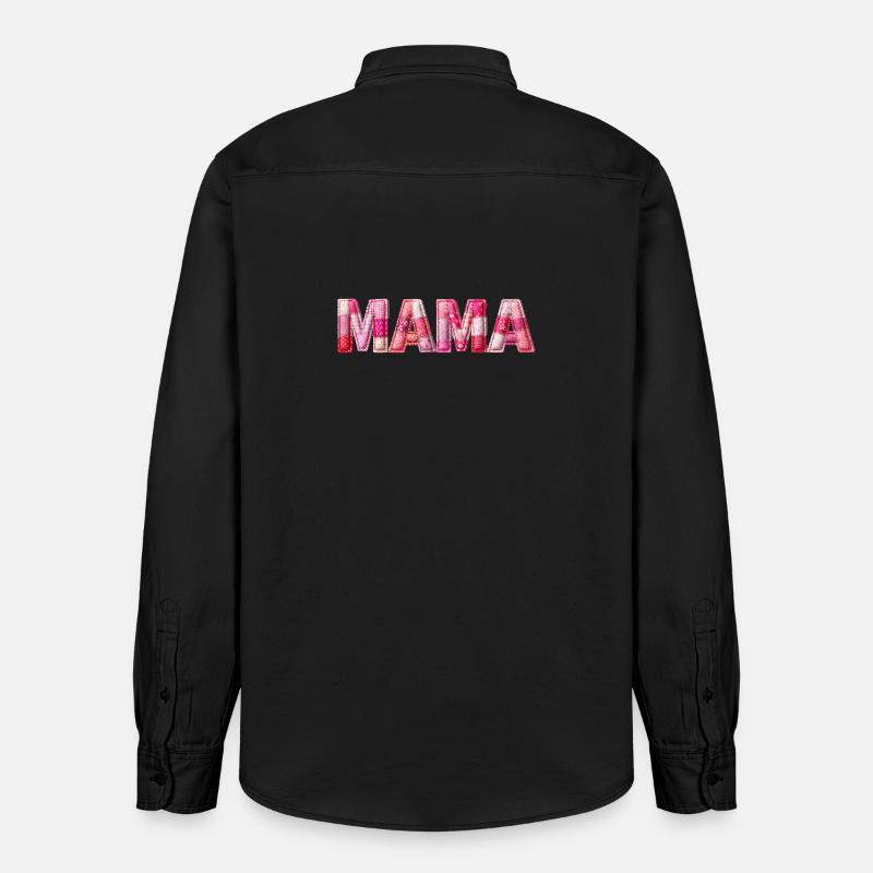 Mama Handmade Patchwork Schrift - Relaxed Fit Unisex Organic Hemd von Stanley/Stella - washed Black