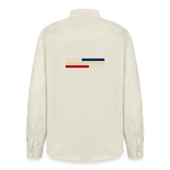 France - Mulhouse - France - Flag - Stripes - Relaxed Fit Unisex Organic Shirt by Stanley/Stella - soft Ecru - Back - AI Model Male 178 light (178cm)